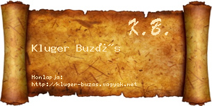 Kluger Buzás névjegykártya